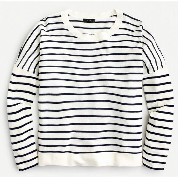 J. Crew Relaxed-fit crewneck sweater in stripe - Picture 1 of 1